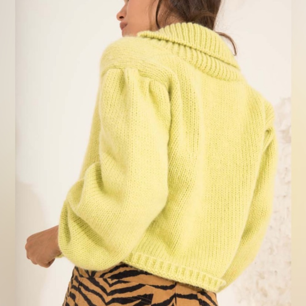 Mia Light Green Open Front Cardigan Sweater Size M Soft Cozy - Picture 2 of 4